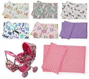 NEW Collection Dolls Bedding Set, REVERSIBLE Fits 48cm Doll Pram - Picture 1 of 54