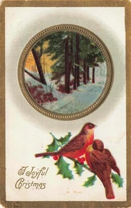 Birds on Holly Branch Joyful Christmas Vintage PC Posted 1910 Laurel Maryland - Picture 1 of 2