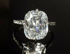 3 Ct Cushion Cut Simulated Diamond Engagement Wedding Ring 14K White Gold Plated - Picture 1 of 5