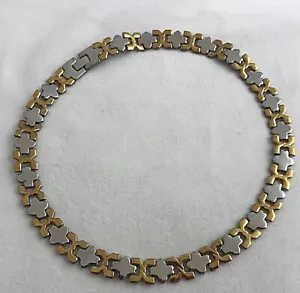 Collana maglia lucida bicolore in acciaio inox 1/2" x 18" - Foto 1 di 9
