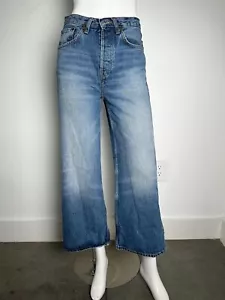 Pantalones de mezclilla cortos de tiro alto re/hechos de pierna ancha Speedway lavado azul algodón talla 25 - Imagen 1 de 4