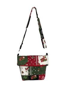 Handmade Flannel Christmas Gnome Fold over Shoulder Or Crossbody Purse Handbag