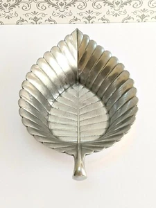 Reed and Barton Arbor Collection Ulmenblatt Süßigkeiten Nuss Schale Schüssel poliertes Aluminium - Bild 1 von 7