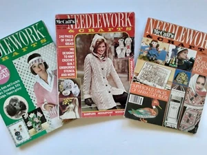 3 McCalls Needlework & Crafts Magazine Vtg 1975 75 77 Hippy Boho Knit Paint Croc - Picture 1 of 12