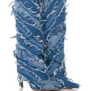 AZALEA WANG " SHREDDED PLEASURE " Gr: 11 FOLD-OVER BOOT IN DENIM (brandneu) - Bild 1 von 7