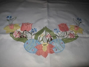 Large 100 x 60 inches Blossoms & Blooms Spring Easter Flowers & Eggs TABLECLOTH - Picture 1 of 16