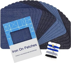 20 Stück Denim Patches für Jeans Set 3" mal 4-1/4" 4" Blautöne Bügeljeans - Bild 1 von 8
