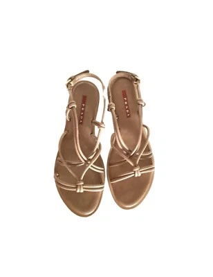 SANDALIAS PRADA RED TAB EDICIÓN GLADIADOR BEIGE MARRÓN CLARO MUJER RARAS TALLA 37 Foto 1 de 4