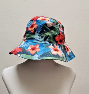 AJW Inc Hawaii Bucket Hat Floral Reversible One Size NWT - Picture 1 of 9