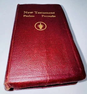 New Testament Psalms Proverbs Holy Bible Book Red Leather flex Gideons 1941 - Picture 1 of 17