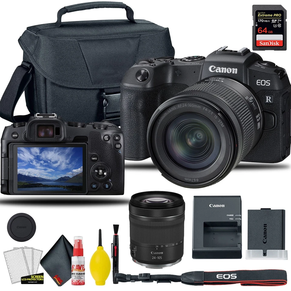 Canon EOS RP Mirrorless Digital Camera W/ 24-105mm f/4-7.1 Lens + Bag +  & More - Image 1 of 3