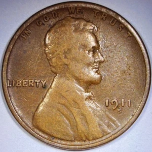 1911 S Lincoln Cent - Data semi chiave - Foto 1 di 5