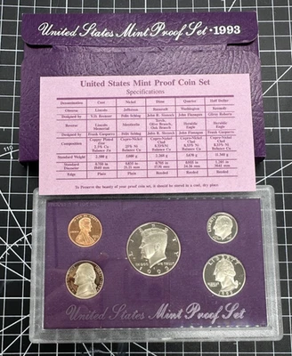 1993-S U.S. Mint Clad Proof 5-Coin Set with Box & COA - Image 1 of 4