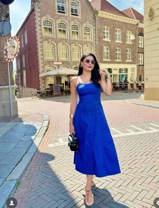 ZARA NWT SS25 BLUISH POPLIN MIDI DRESS ZW COLL. COTTON 2973/654 SIZE XS-L - Picture 1 of 17