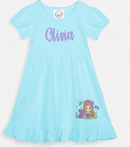 Mermaid dress, Birthday girls dress, Personalized mermaid Toddler dress, Birthda - Picture 1 of 5