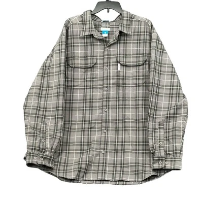 Camisa Columbia Para Hombres XXL Gris A Cuadros Mangas Largas Abotonada Omni-Mecha Exterior Foto 1 de 4