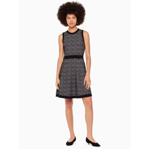 Abito maglione Kate Spade Out West mod a quadri XS nero linea A business casual