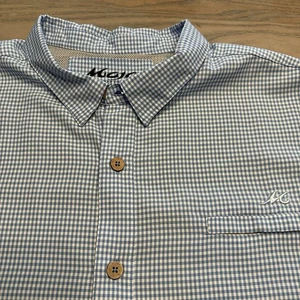 Mojo Sportswear Blue Gingham Plaid Shirt Mens 4XL Vented Long Sleeve Button Up - Picture 1 of 20