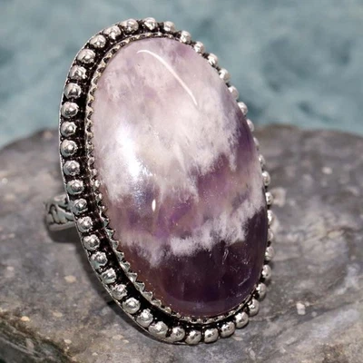 Chevron Amethyst 925 Silver Plated Ring US 5.5 Office Wear Design GW - Image 1 of 3
