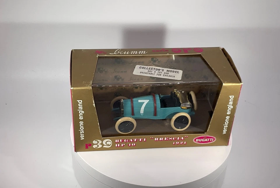 1:43 BRUMM -Bugatti -BRESCIA Vintage Diecast Model Race Car Rare -1921 Blue #7 - Image 1 of 4