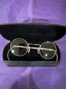Antique Prescription Gold Rimmed Eye Glasses In Hard Case - Picture 1 of 14