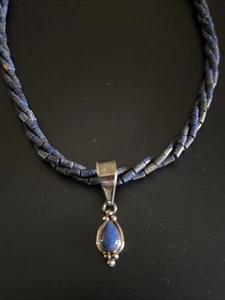 Collana Vintage Sterling Lapislazzuli Heshi Perline Navajo P Skeets - Foto 1 di 5