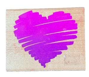 Valentine’s Day Heart Pen Marker Sketch Love Sign Symbol Wood Rubber Stamp - Picture 1 of 4