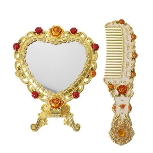 Mirror Comb Set Vintage Comb Women Foldable Metal Mirror Vintage Mirror - Picture 1 of 12