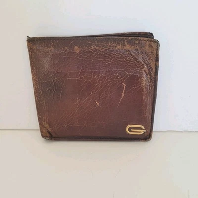 Carteira masculina de couro GUCCI G carteira de notas dobrável marrom designer desgastado justo  - Imagem 1 de 4