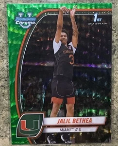 Jalil Bethea #/85 Green Shimmer 2024-25 Bowman Chrome U Basketball The U Miami - Picture 1 of 7