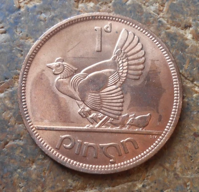 1968 IRELAND "LUCKY PENNY" NICE AU COIN HEN/CHICS AND HARP KM-11 - Image 1 of 2