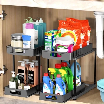 Under Sink Organizers and Storage, 2 Pack Large Capacity Heavy Load Double Pull- - Image 1 of 4