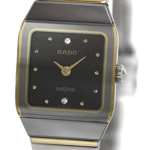 Rado Diamond Watch F22754 Black Silver Gold 19mm SS Battery Replaced - Picture 1 of 10