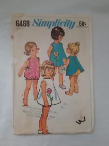 60's Era Pattern ~ Simplicity 6468 Adorable Toddler Playsuit & Pinafore ~ Size 1 - Picture 1 of 8