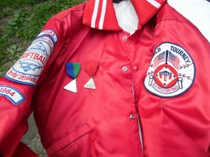 Vintage Rebels, World Tourney,  USSSA 1, 80's Satin, Letter Jacket, Size Small - Picture 1 of 10