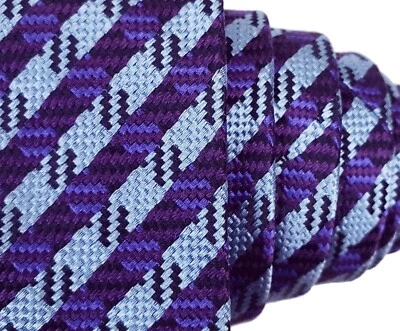 Corbata tejida geométrica ETRO púrpura y azul 3,75" seda 58L Foto 1 de 4