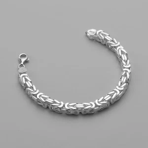 8mm 9.1'' 2.5oz | 925 Sterling Silver BYZANTINE BRACELET | Solid Square Chain - Picture 1 of 10
