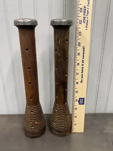 Antique Wood Textile Mill Industrial Spool Bobbin Spindle 12" Long Set Of 2 - Picture 1 of 9