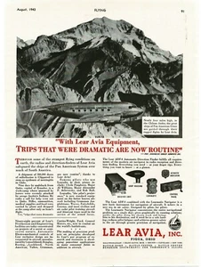 1943 LEAR AVIA Aviation radios Pan American Grace airliner Vintage Print Ad - Picture 1 of 1