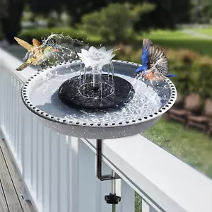 Deck Mounted Bird Bath,Solar Bird Bath Fountains for Hummingbirds,Adjustable Met - Picture 1 of 12
