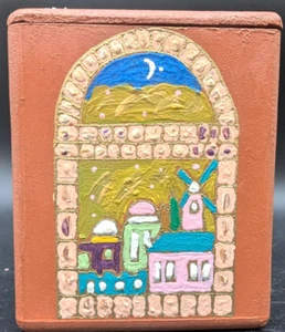 Caja de caridad judía Tzedaká tema de Jerusalén caja de limosna pintada a mano de madera - Imagen 1 de 11