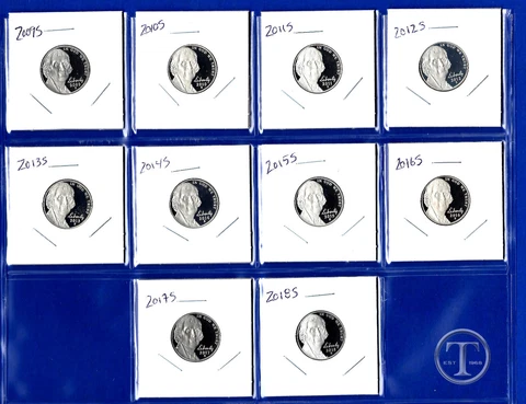 2009 S Through 2018 S Jefferson Nickel Set-Gem Proof-IN STOCK-Ten Proof Nickels Cover
