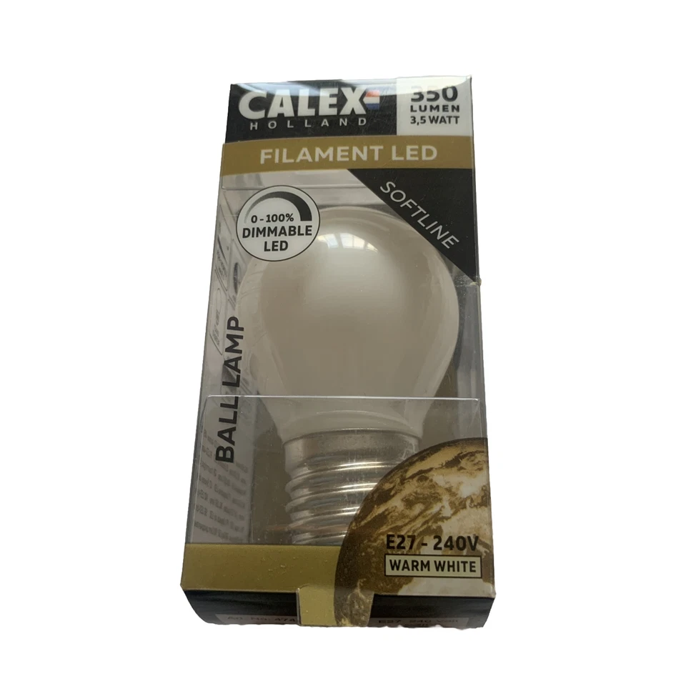CALEX Holland Filament LED Dimmable 3,5w 2700k E27-240v Warm White Ball Lamp X2 - Image 1 of 1