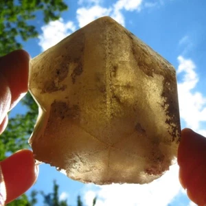 GOLD CALCITE RHOMBOHEDRON VERY RARE LARGE TERMINATED NATURAL CRYSTAL NEW YORK - Picture 1 of 11