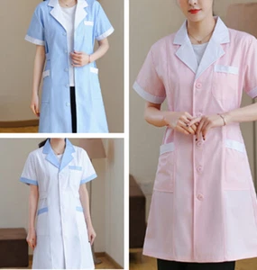 New Women Nurse Doctor Beautician Lab Long Coat Long Sleeve Work Uniform Clothes - Picture 1 of 6