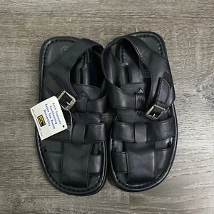 Smart Fit Boys Shoes Strap Sandals Flat Leather Black Size 3 - Picture 1 of 4