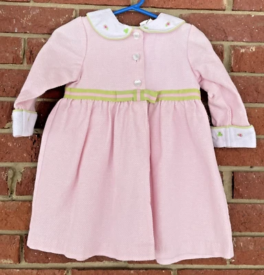 Vestido Vintage Niño Niña Talla 2T Little Bitty 2 Piezas Rosa Blanco Verde Boda Foto 1 de 4