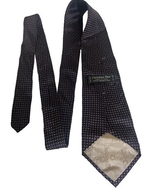 Vintage Christian Dior Mens Necktie Black/Red And Blue Geometric Silk Tie - Image 1 of 4