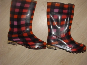 * Damen Gummistiefel * Karomuster * NEU * Regenstiefel  Gr. 39 * Rot/Schwarz * - Bild 1 von 2