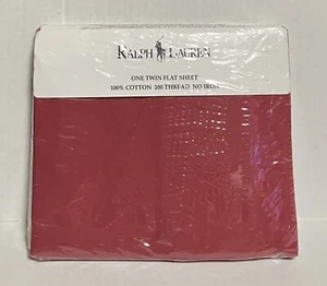 Ralph Lauren Twin Flat Sheet 100% Cotton 200 Thread No Iron Irregular Brick Red - Picture 1 of 5